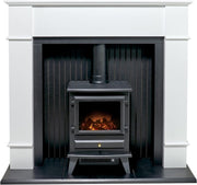 Freestanding White Electric Fireplace Stove 0.9-1.8kW LED Flame Heater