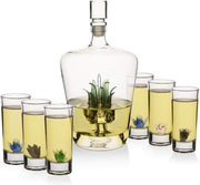 Agave Tequila Decanter Set with 6 Shot Glasses Luxury Bar Gift