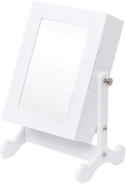 White Desktop Vanity Mirror Jewellery Cabinet Organizer Portable Storage