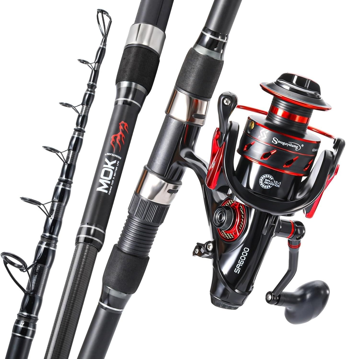 Telescopic Fishing Rod & SA6000 Carp Reel 3.6M Lightweight Kit
