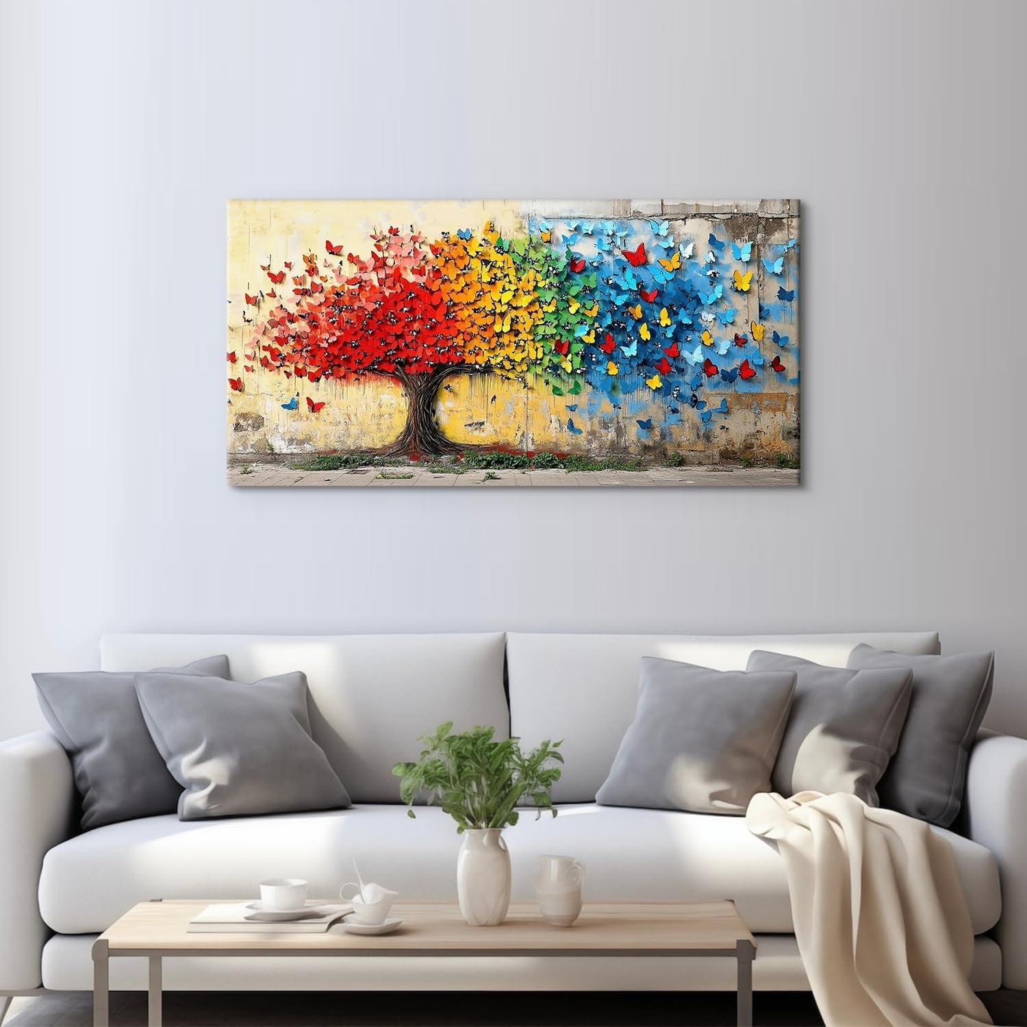Large Colorful Tree of Life Canvas Wall Art 20x40