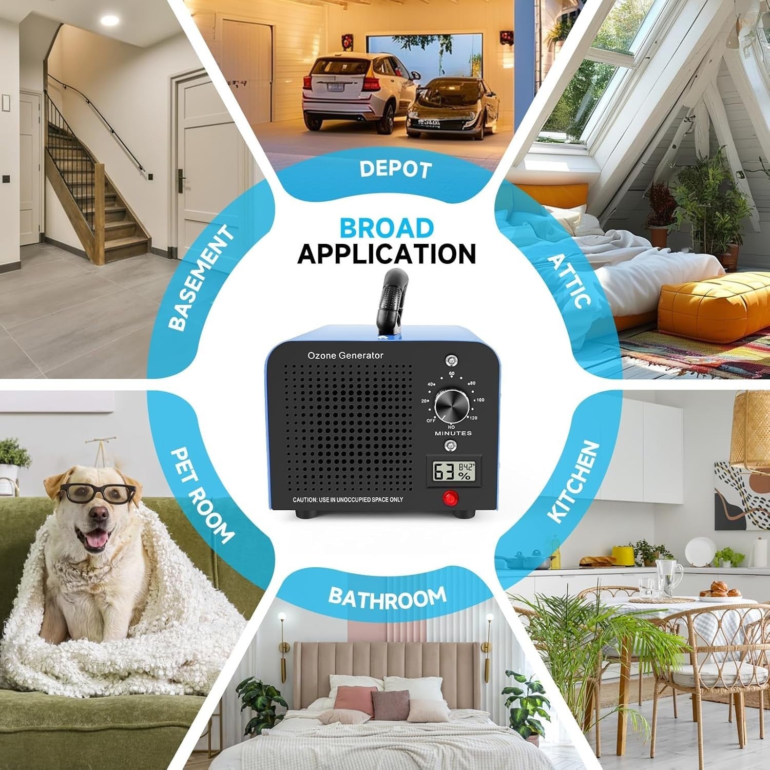 60000mg Ozone Generator Odor Eliminator Timer Large Room Smoke Pet 320㎡