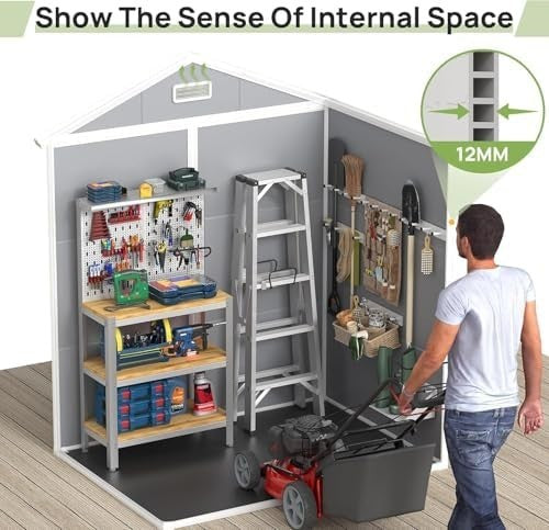 Outdoor 6x4.5ft Resin Storage Shed Lockable Garden Tool & Bike Box