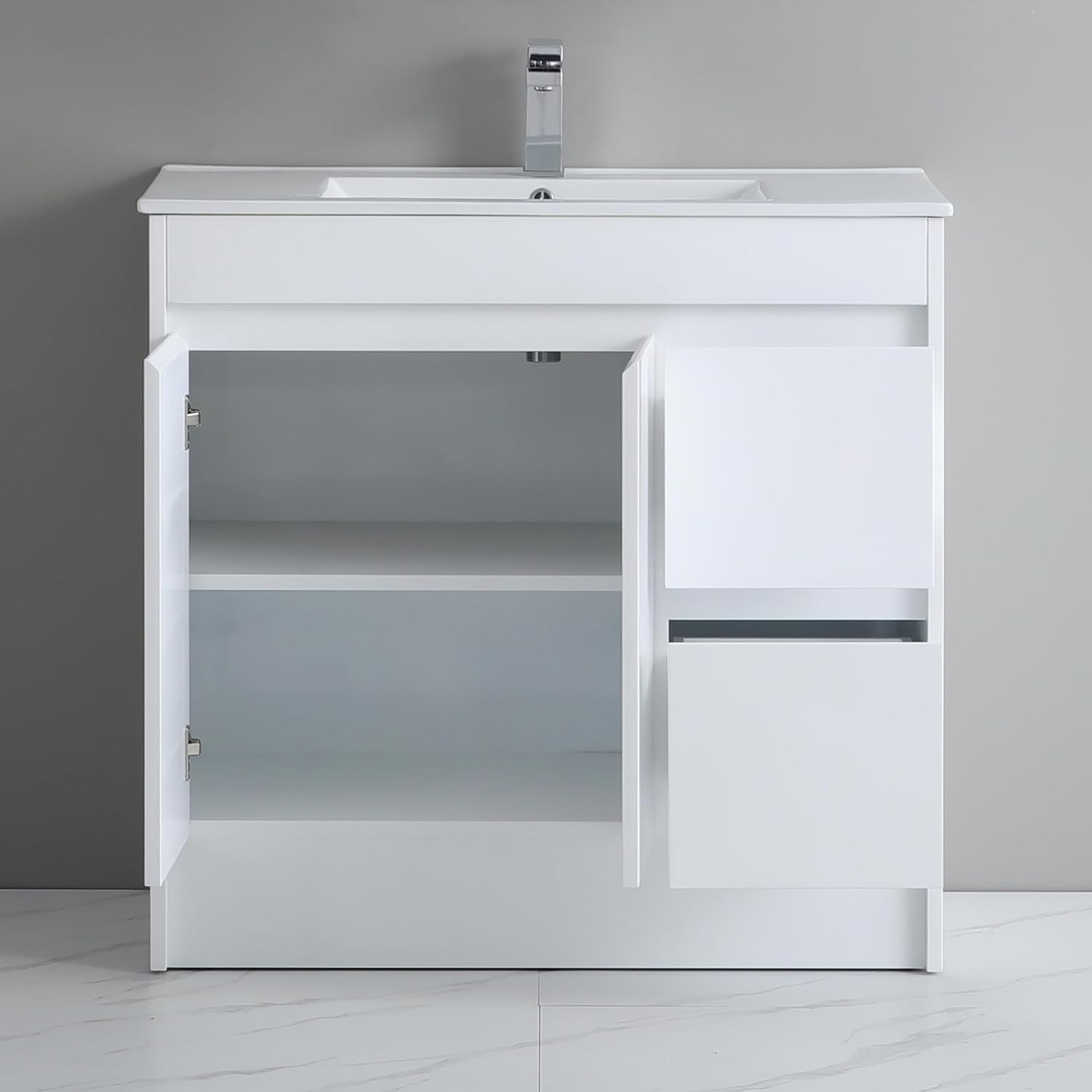 900mm Bathroom Vanity Unit with Basin Freestanding Storage Cabinet White