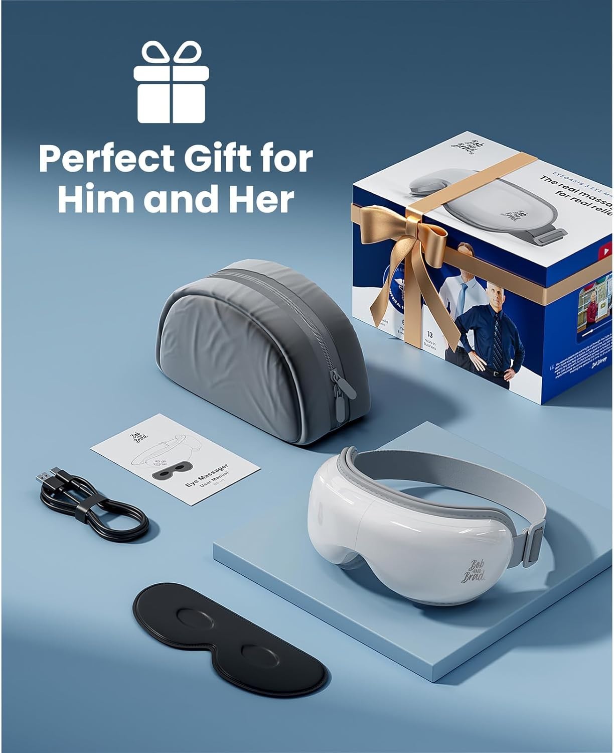 Eye Massager with Heat & Cooling Music Rechargeable Eye Mask