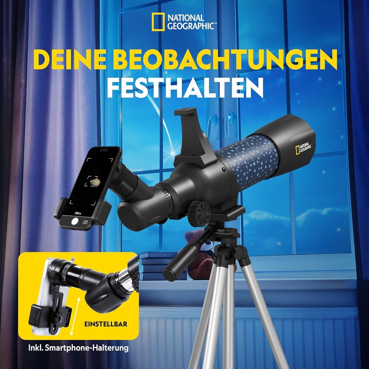 Children's Smart AR Telescope 70mm 20X-300X Astronomy Kit Blue Tripod