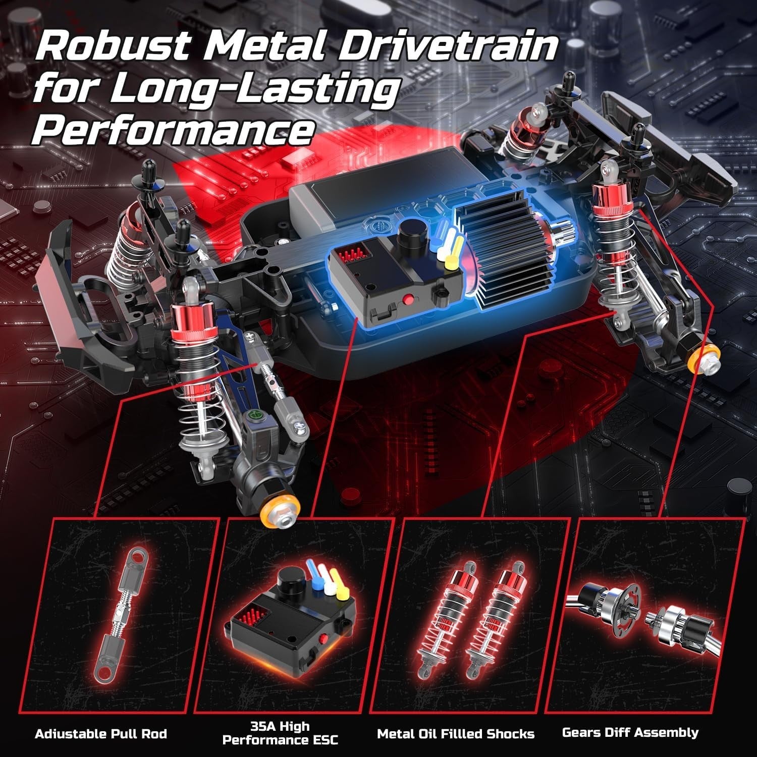 H16R 1:16 Brushless RC Car 52KM/H 4WD Monster Truck – High-Speed
