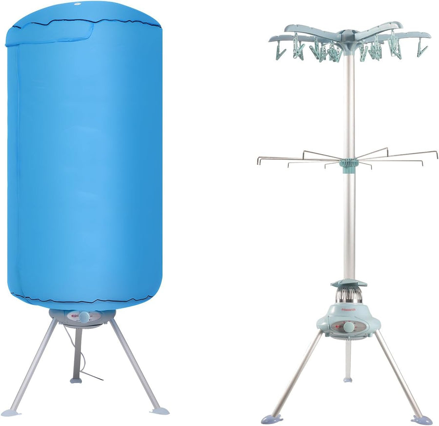 Heated Clothes Dryer 1000W 2 Tier Portable Drying Rack with Cover Timer