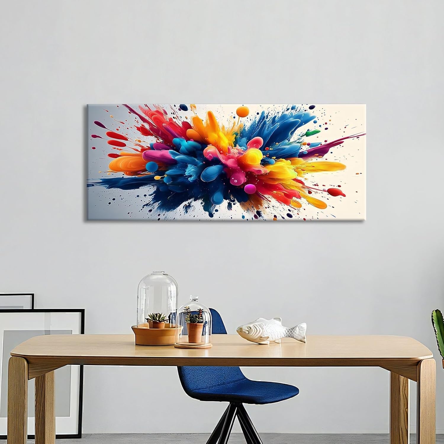 Large Abstract Spray Paint Canvas Wall Art 50x120cm Framed