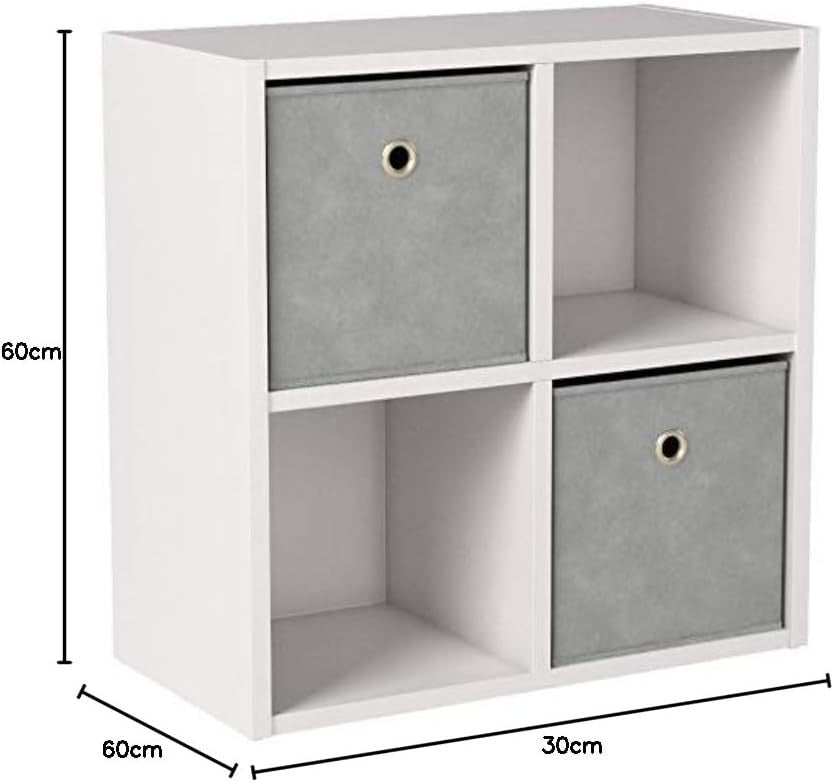4 Cube Storage Shelf White Wooden Bookcase Display Unit 60cm