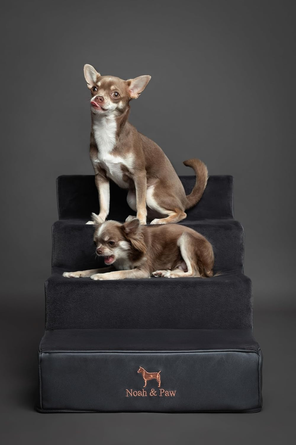 Extra Wide 17" Dog Stairs Ramp 4-Step Foam Pet Steps Couch Bed