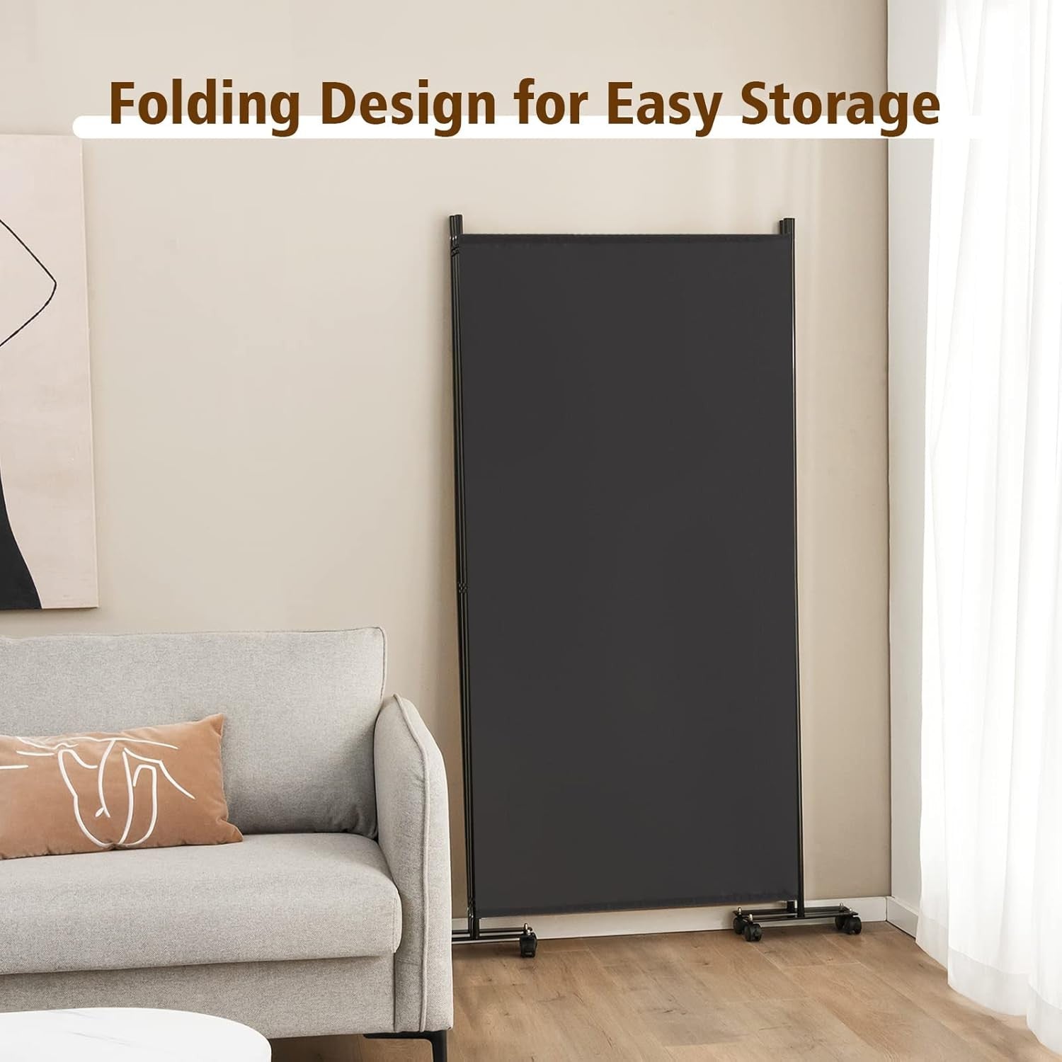 3-Panel Grey Folding Room Divider 260x30x180cm Privacy Screen Partition