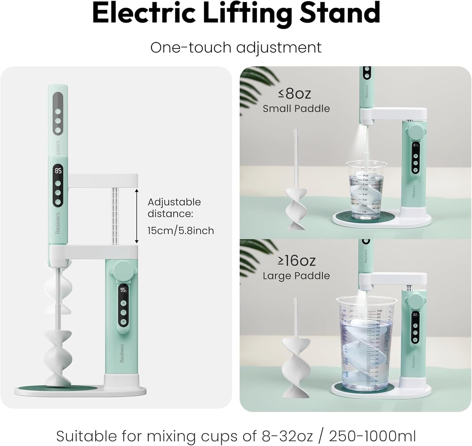 Electric Resin Mixer with Stand Hands Free Epoxy Silicone Paint Mixing