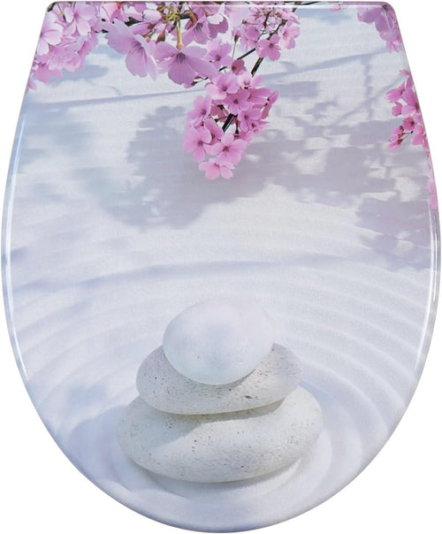 Toilet Seat Soft Close Quick Release Top Fix Colorful Patterns 45x37cm Duroplast