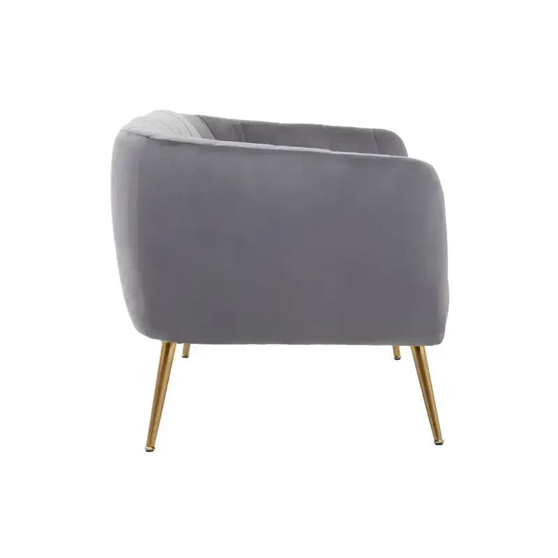 Luxury Grey Velvet 2 Seater Sofa | Gold Legs | Compact Modern Lounge Couch