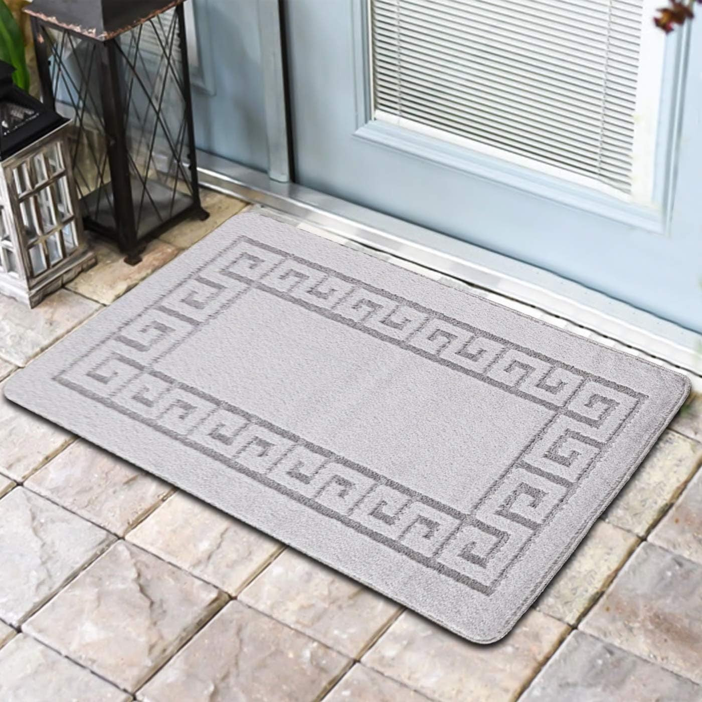 Silver Entrance Door Mat 40x60cm Waterproof Gel Back Heavy Duty Floor Rug