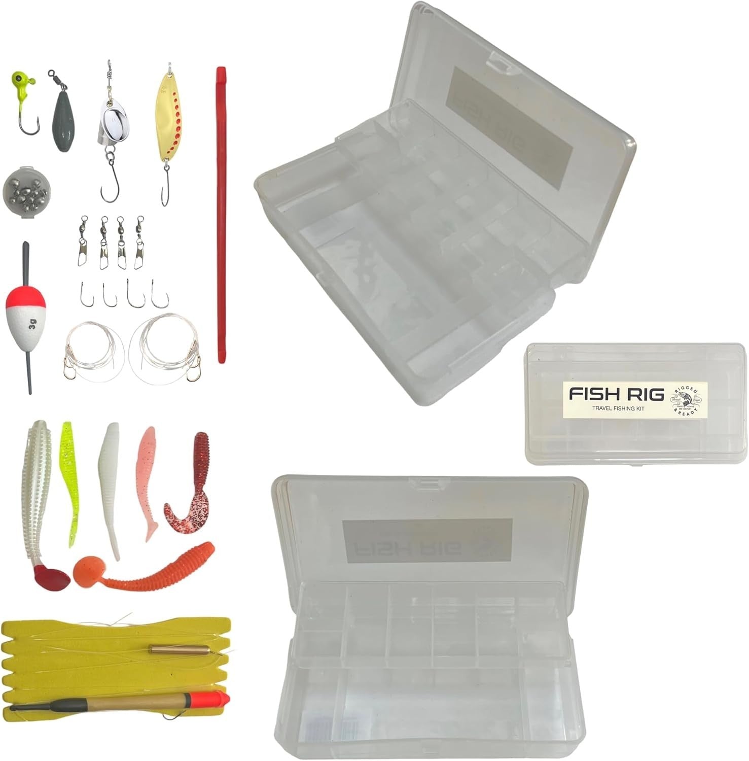 3-Section Fishing Rod Reel Combo Kit with Tackle Box Lures 170cm