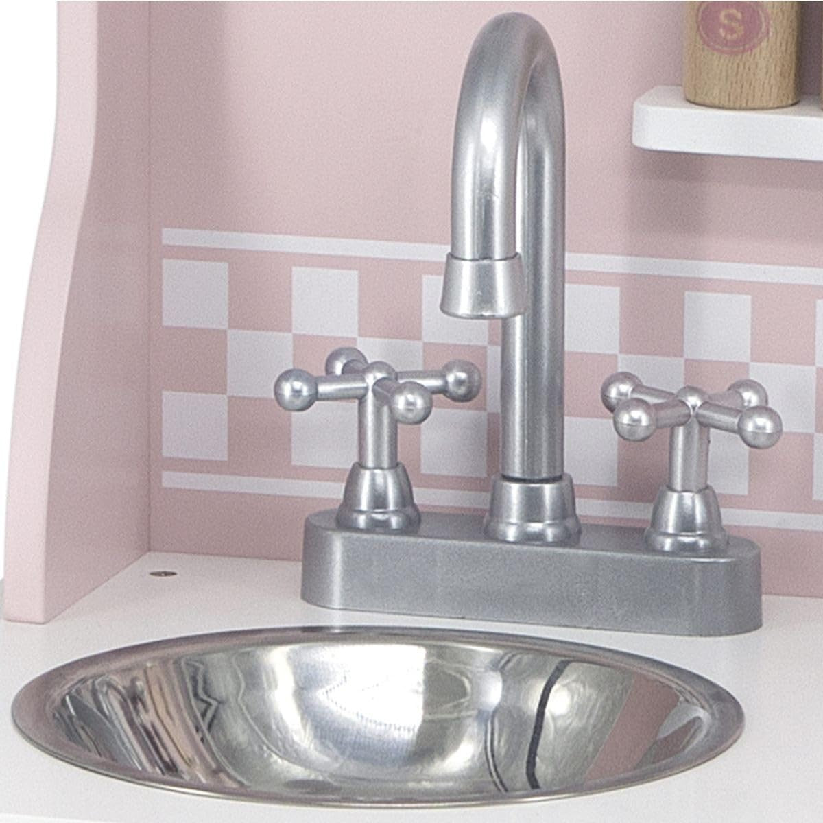 Wooden Kids Play Kitchen Modern Pretend Cooking Role Play Toy Pink