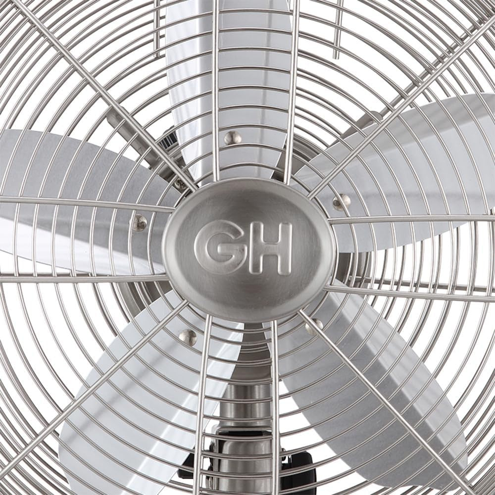 12" Retro Metal Table Fan – 3-Speed Tilt Oscillating Air Circulator Brush Nickel