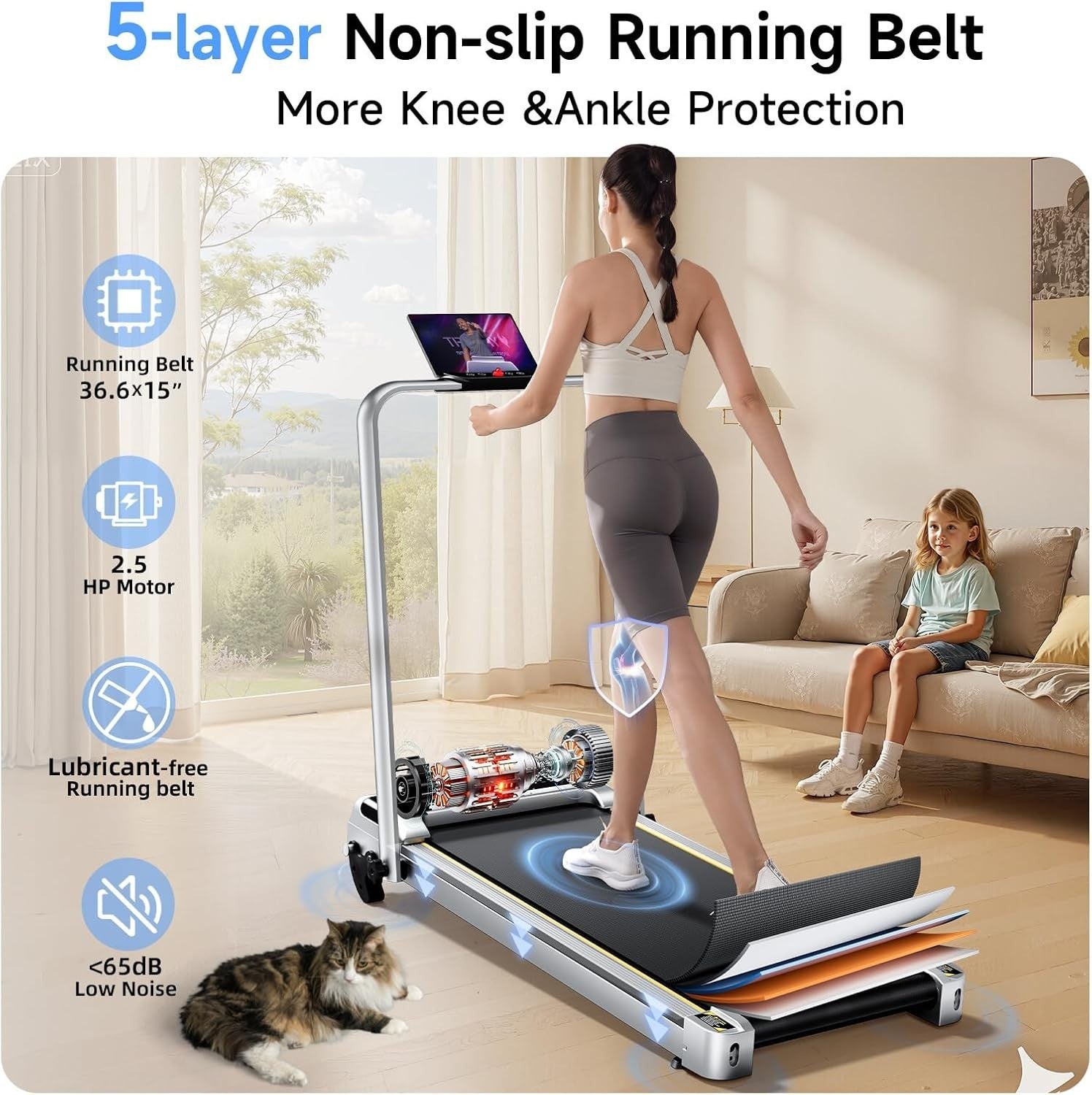 3-in-1 Incline Walking Pad Foldable Treadmill Home Office LED Display
