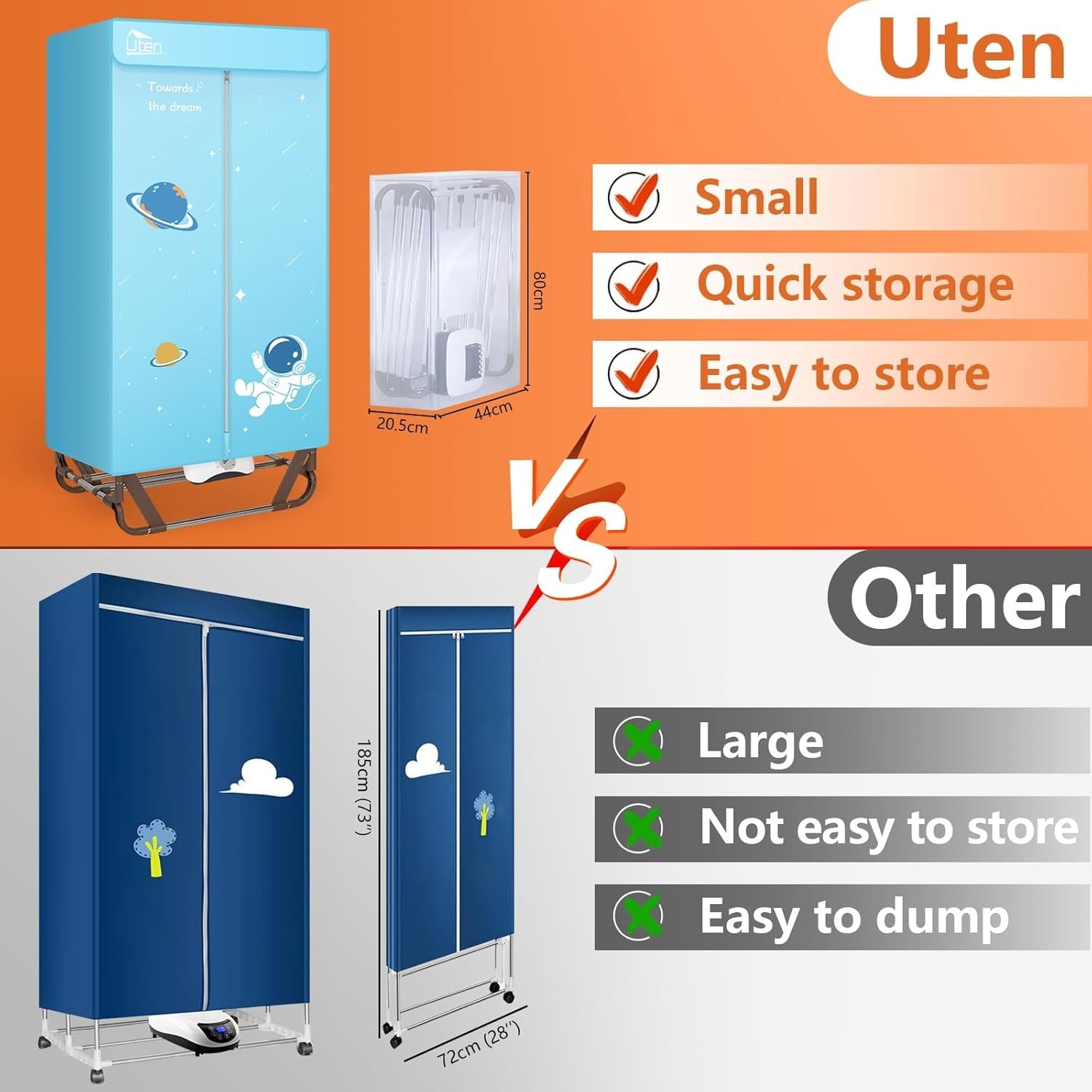 Electric Clothes Dryer 1500W 2 Tier Drying Wardrobe 15kg Indoor