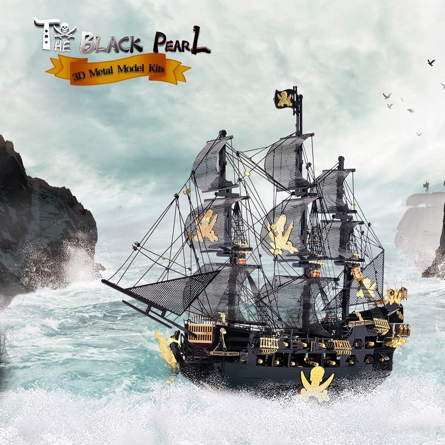 3D Metal Pirate Ship Puzzle Kit with Tools – Durable, Detailed, DIY Build