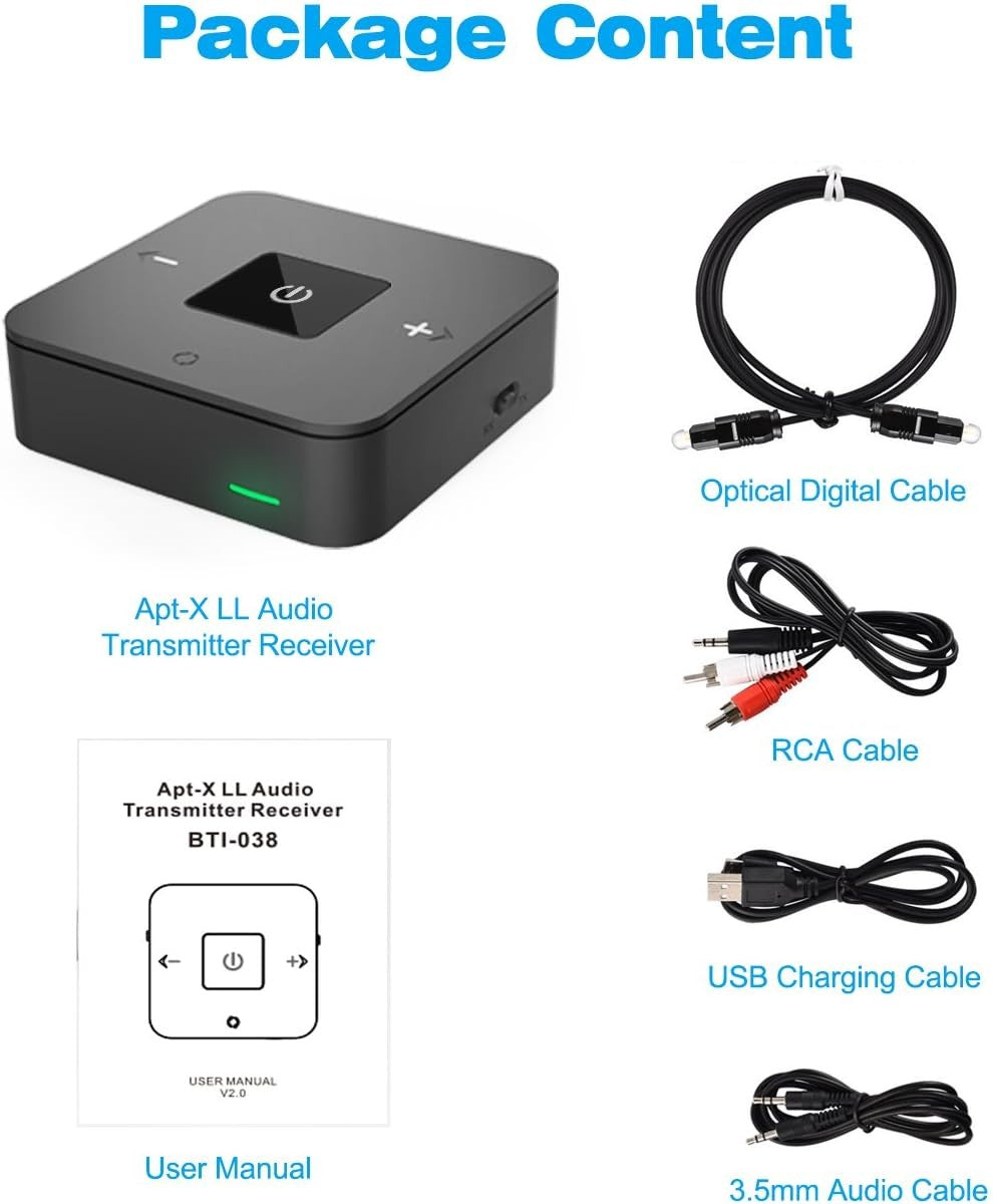 Bluetooth 5.0 Audio Transmitter Receiver 2in1 RCA AUX Optical USB