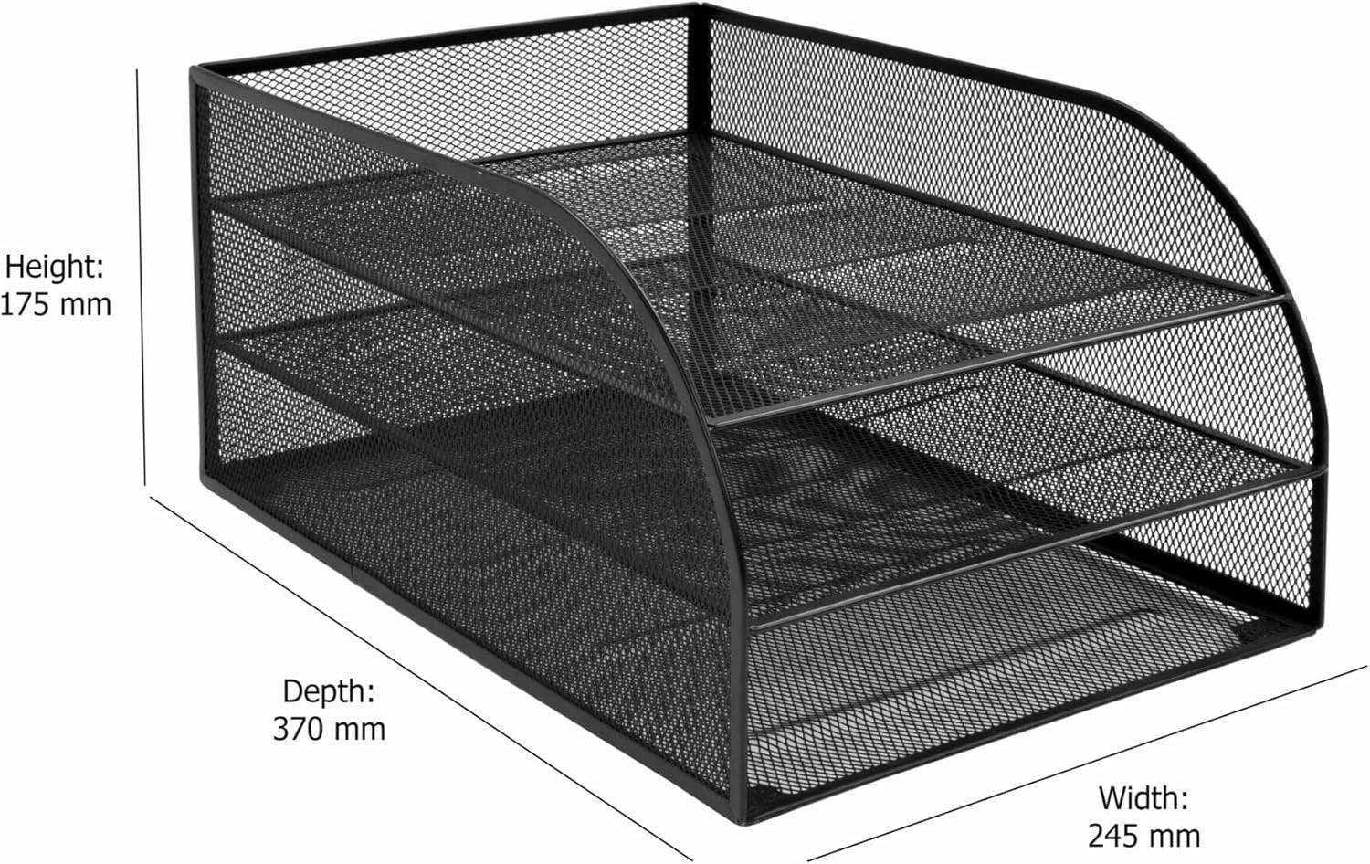 Black Wire Mesh Desk Organiser 2-Tier Document Tray A4 Filing