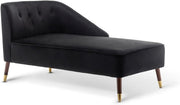 Modern Black Velvet Tufted Right Hand Chaise Lounge Chair Bedroom 160cm