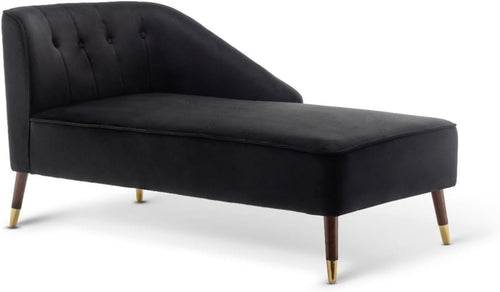 Modern Black Velvet Tufted Right Hand Chaise Lounge Chair Bedroom 160cm