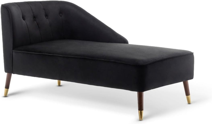Modern Black Velvet Tufted Right Hand Chaise Lounge Chair Bedroom 160cm