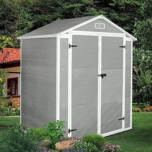 Outdoor Garden Storage Shed 6x4ft Plastic Box with Floor & Ventilation