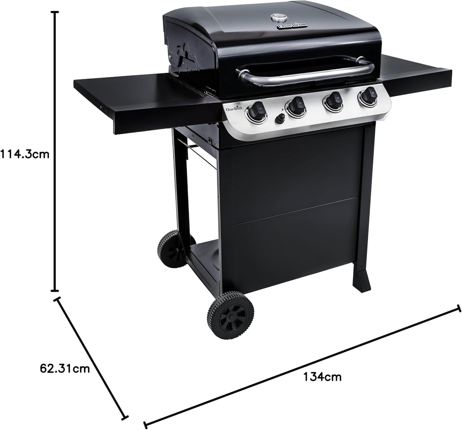 Outdoor Gas BBQ Grill 4 Burner with Cast Iron Grates & Side Shelves