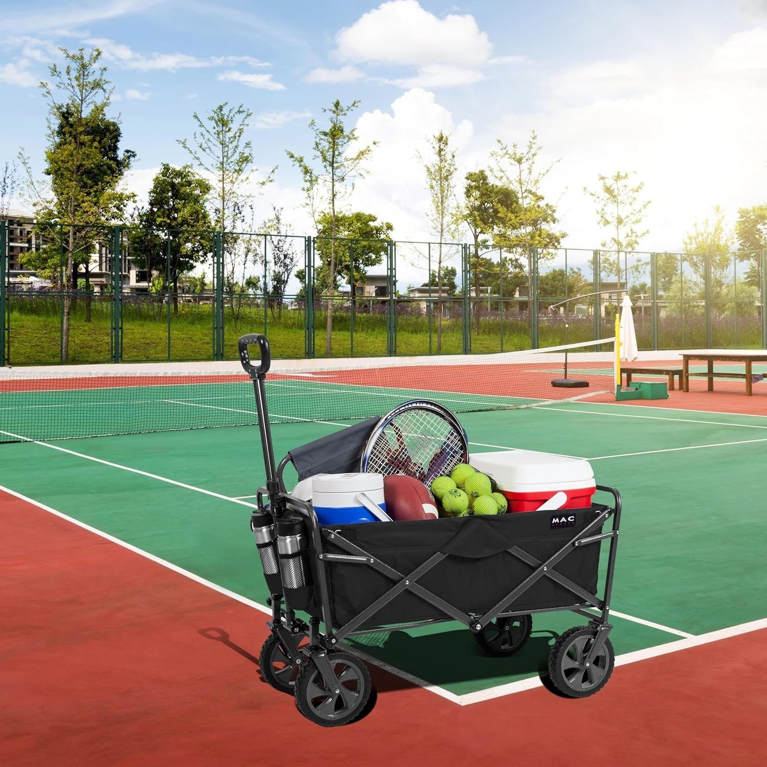 Folding Wagon Cart 150lb Load Heavy Duty Large Capacity Compact Utility Black