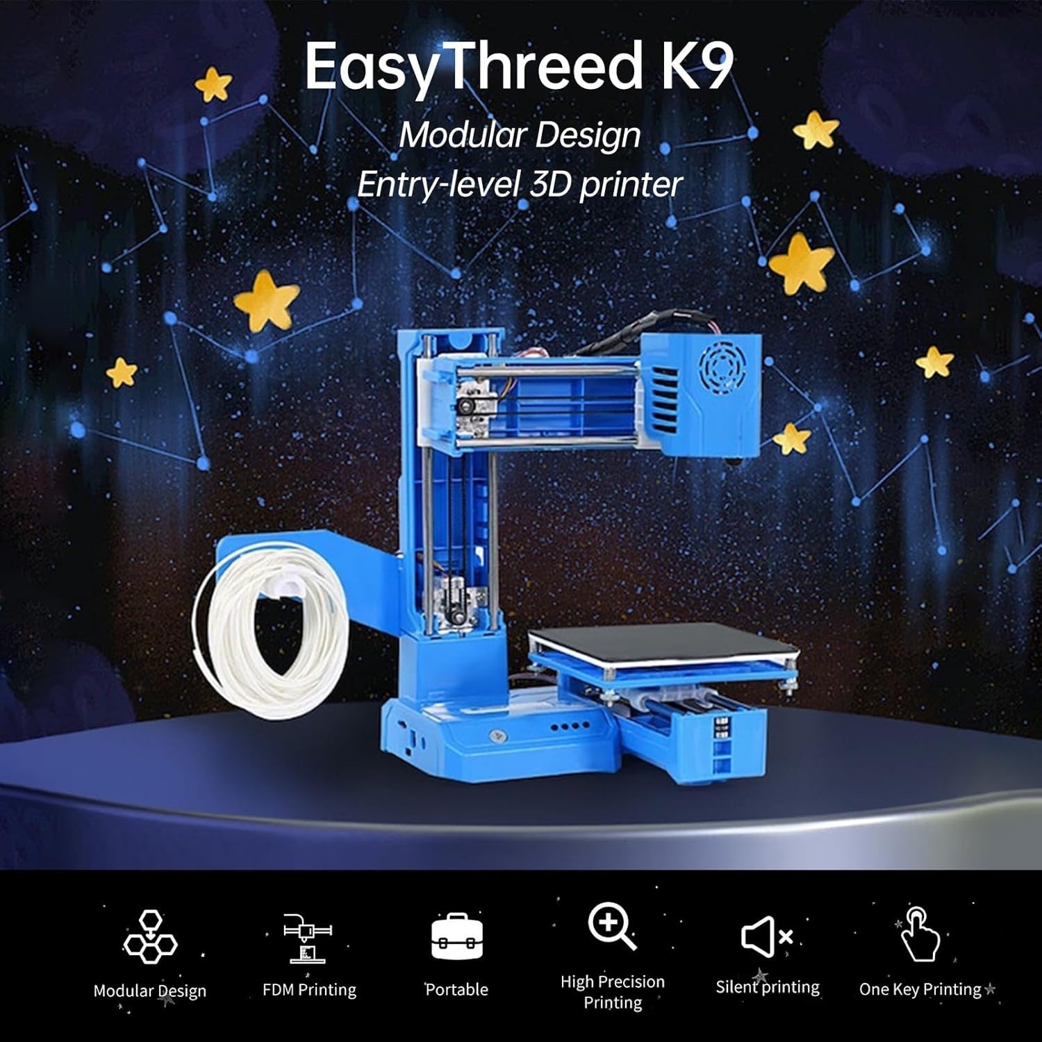Mini 3D Printer for Kids One Key Printing 100x100x100mm PLA TF Card