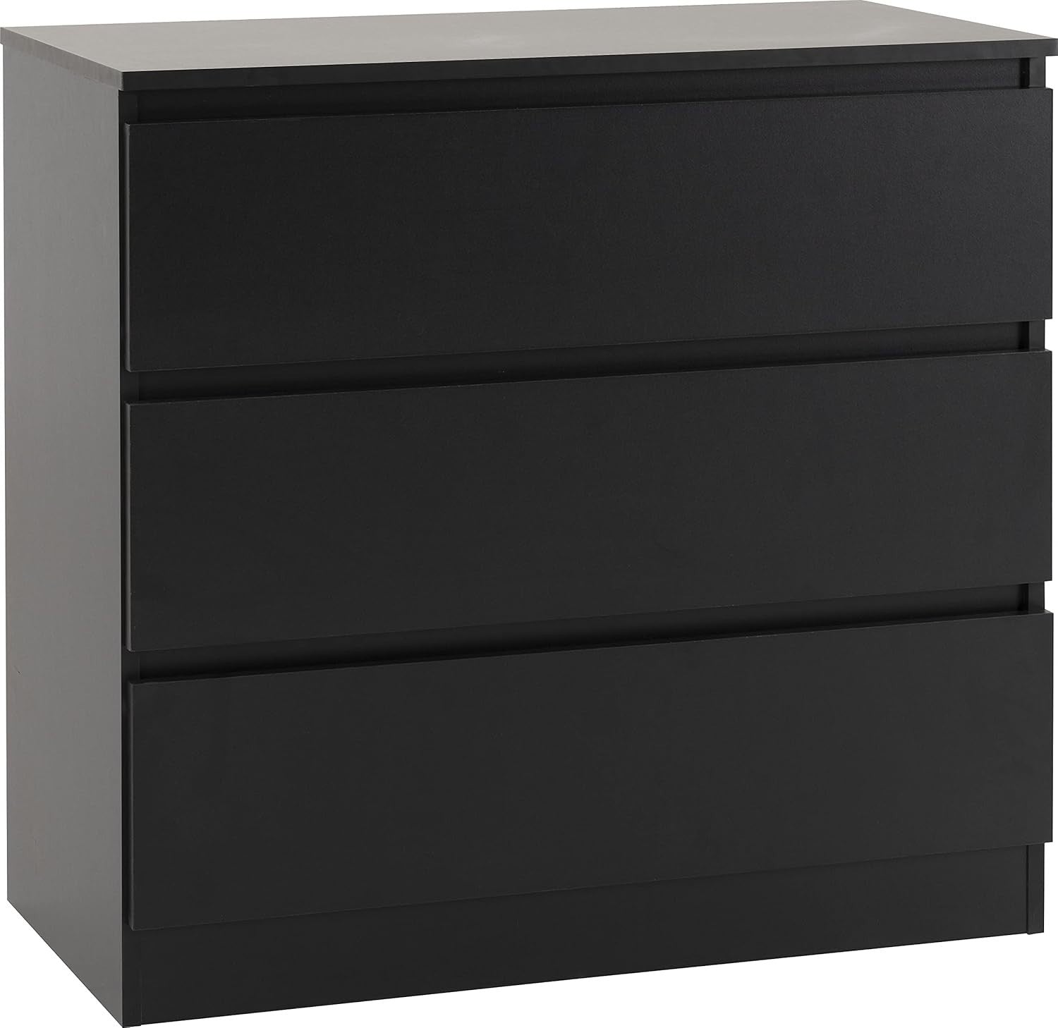 Black 3 Drawer Chest Engineered Wood Storage Cabinet Bedroom Organizer