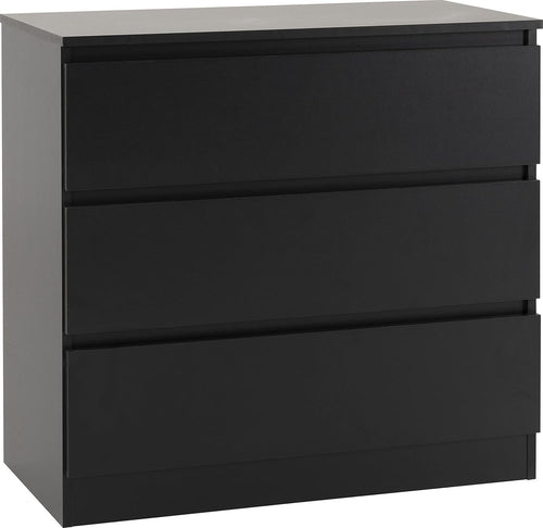 Black 3 Drawer Chest Engineered Wood Storage Cabinet Bedroom Organizer