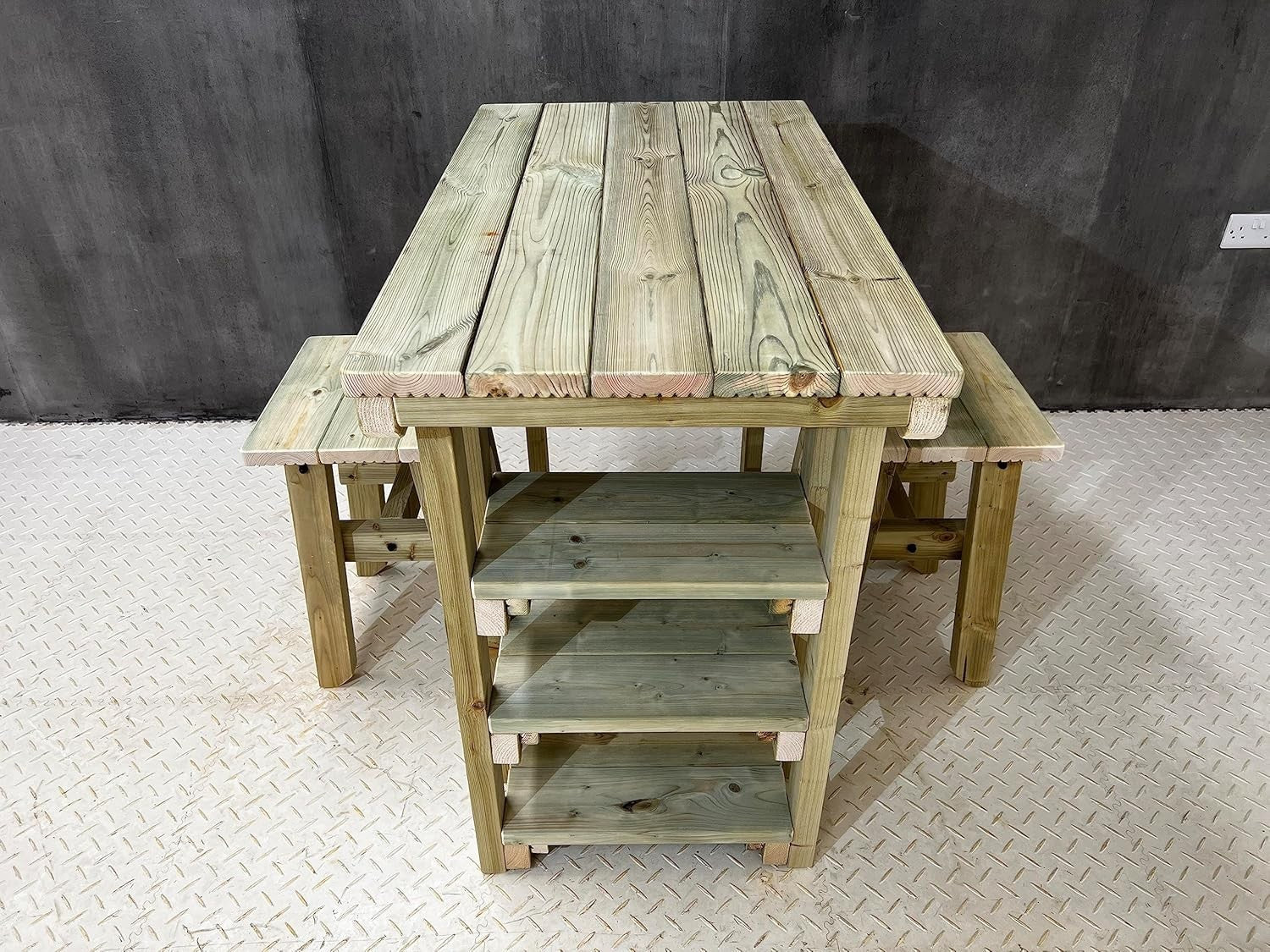 Wooden Garden Potting Table 106cm with 2 Chairs – Multi-Purpose Outdoor Bench