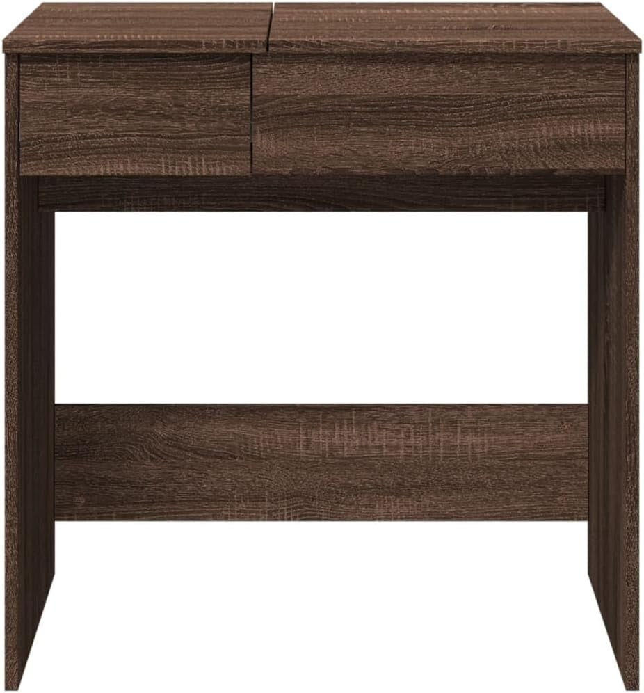 Modern Brown Oak Dressing Table Vanity Makeup Desk Mirror Storage Drawer