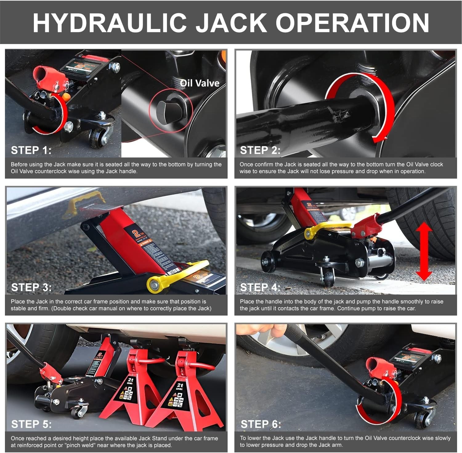 2 Ton Low Profile Trolley Jack 5.1–13" + Pair of Ratchet Axle Stands Set Red