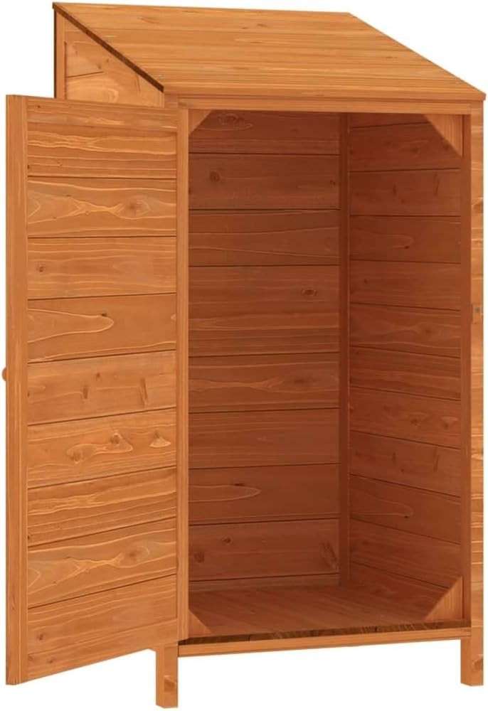 Solid Fir Wood Garden Shed 55x52x112cm Outdoor Tool Storage Brown