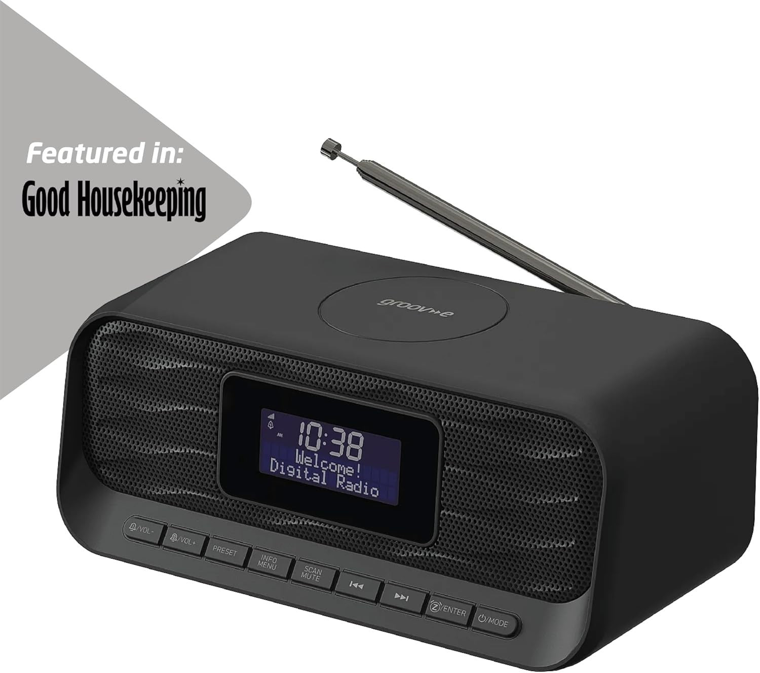 DAB FM Alarm Clock Radio Bluetooth Wireless Charging USB 60 Presets