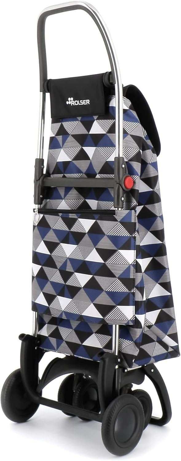 4 Wheel 2 Swivel Foldable Shopping Trolley Lightweight Aluminium Blue