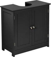 Black Under Sink Bathroom Cabinet 2 Door Storage Cupboard 60x30x60cm