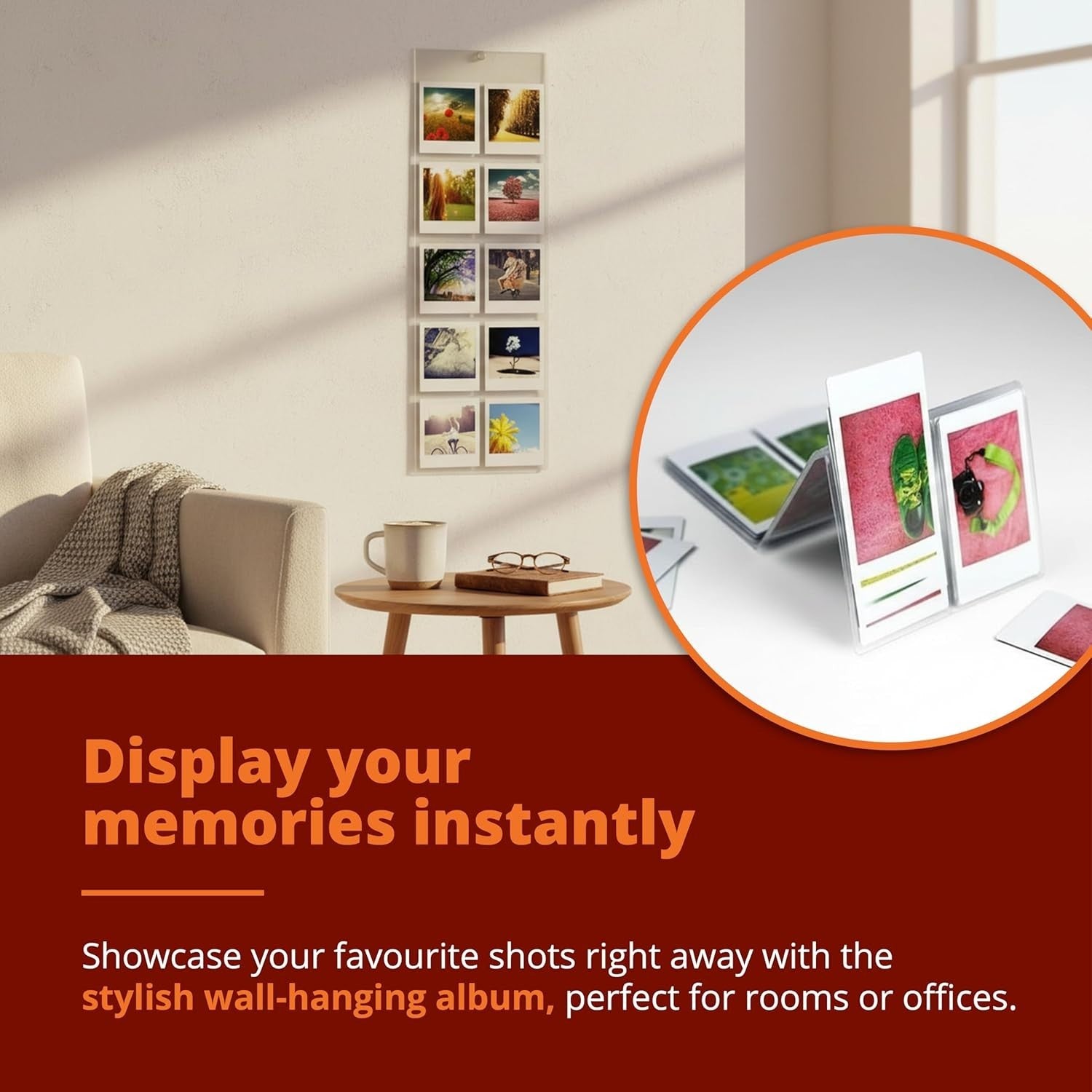 Instant Camera Bundle Purple 20 Film Shots Wall Album Selfie Lens