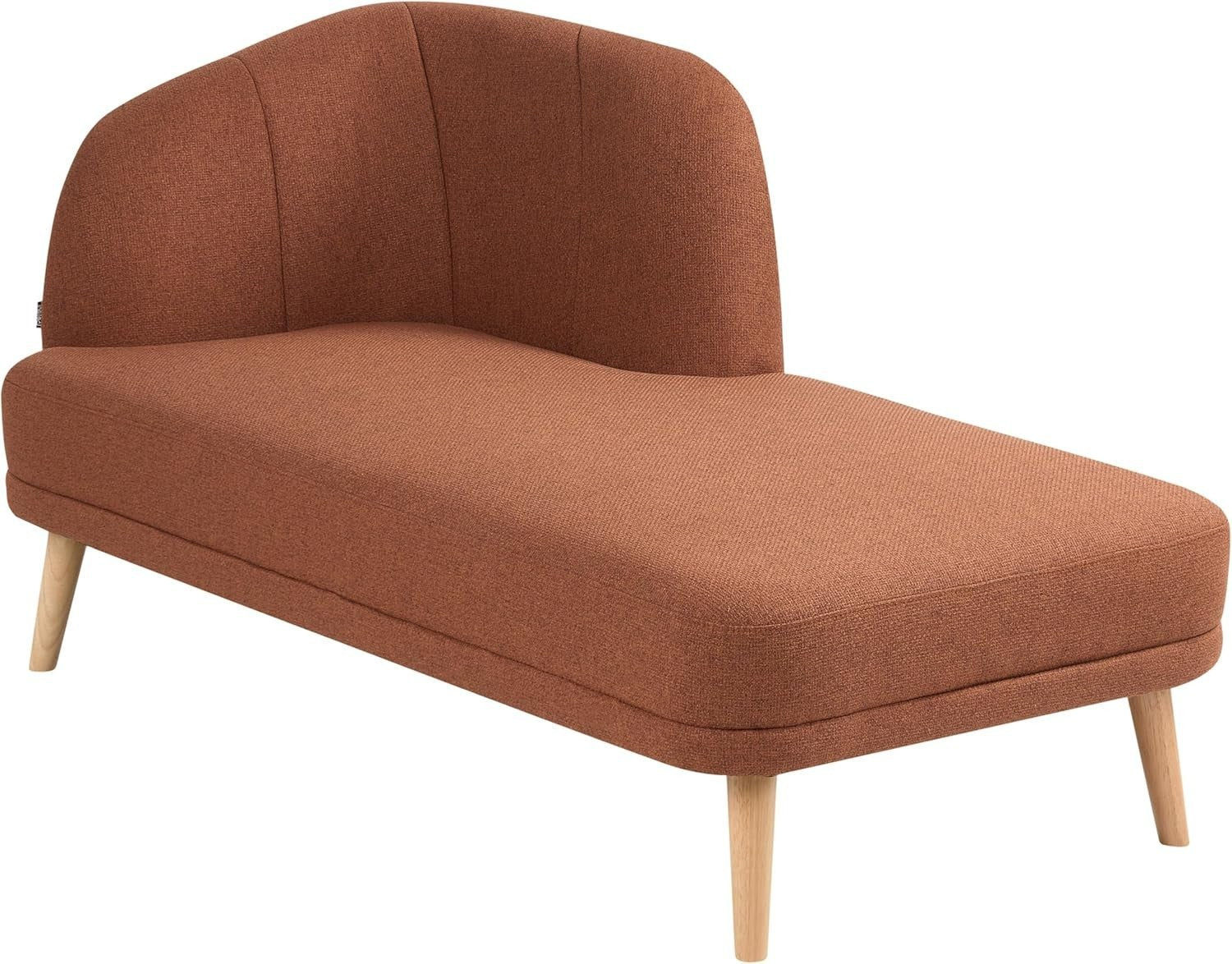Traditional Brown Left Hand Chaise Lounge | Soft Polyester, Sturdy Wood Legs