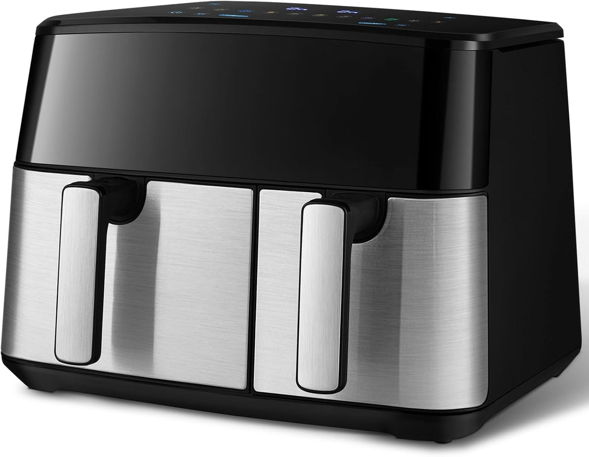 9L Dual Air Fryer | Double Drawer 4.5L x2 | 8 Presets | Touchscreen 1700W