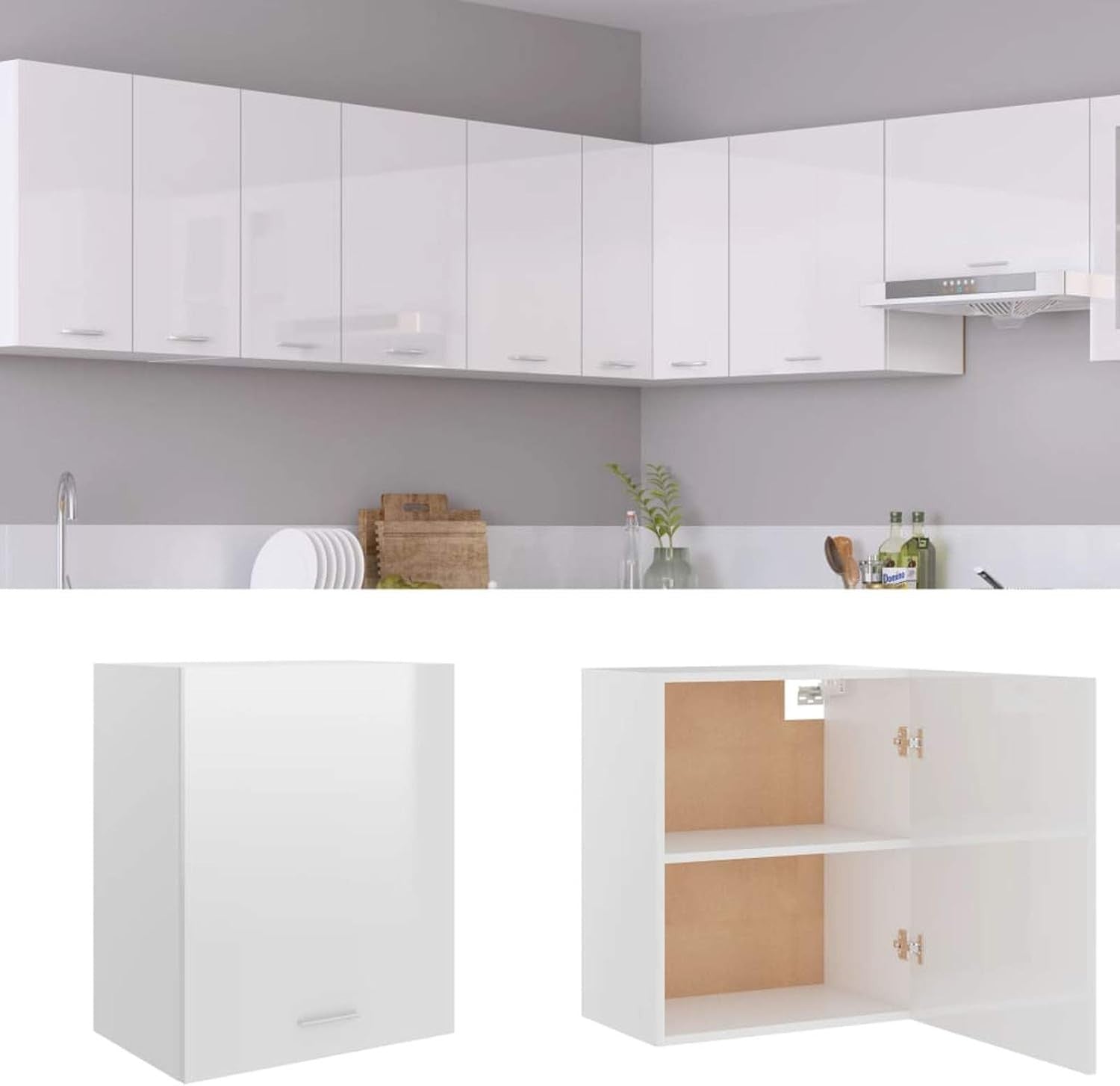 Wall Mounted Kitchen Cabinet Hanging Storage Cupboard with Shelves 50x31x60cm