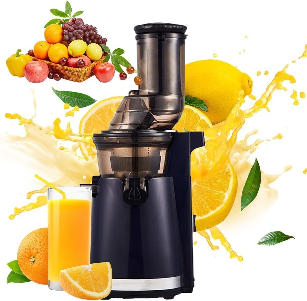 Blue Automatic Cold Press Juicer Dual Speed 96% Pure Juice Anti Drip