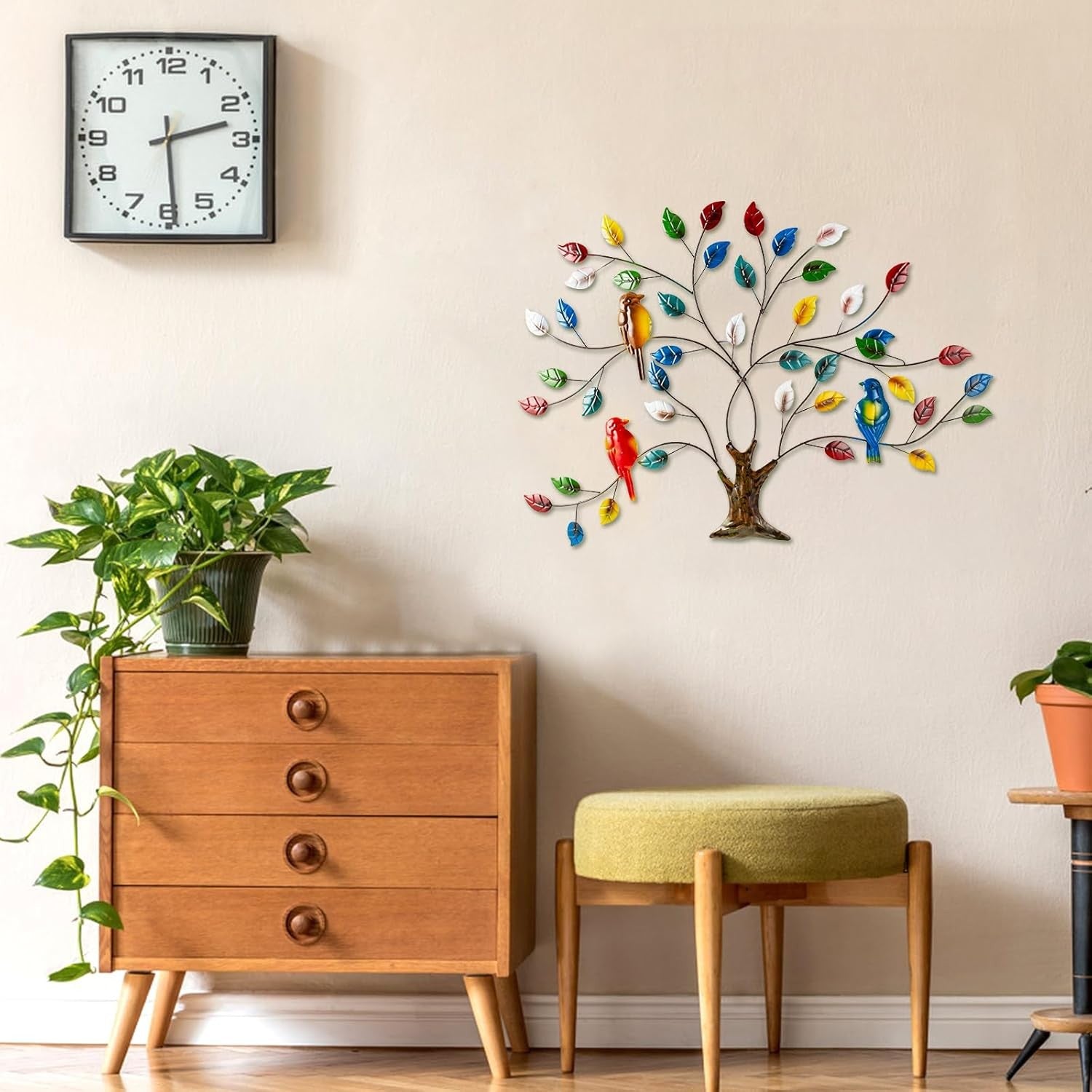 27" Tree of Life Metal Wall Art Outdoor Garden Bird Decor